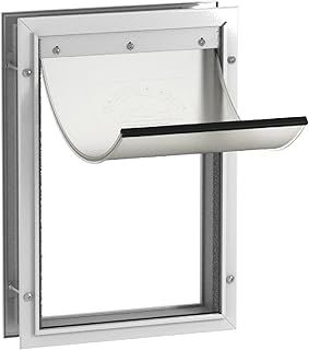 Hakuna Pets Deluxe Aluminum Pet, Cat Flap, Dog Door, Dog Flap Large for Screens, Doors and Walls up to 70mm Thick, Large, White