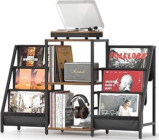 Vinyl Record Storage with Turntable Stand, Record Player Stand with Record Storage Up to 280 Albums, Record Player Cabinet with Vinyl Storage CD Rack for Vinyl Record Player Turntable Media Stereo