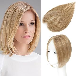 Hair Toppers for Thinning Hair Toppers for Women Real Human Hair Pieces for Women with Thinning Hair Clip In Toppers 100% Remy Human Hair Wiglets 10inch (Creamy Iced Blone)