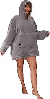 OHS Electric Heated Oversized Hoodie Blanket Warm for Men Women Sherpa Lined Fleece Throw Giant Jumper Wearable Sweatshirt, Charcoal Grey
