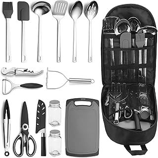 Camping Essentials Accessories Camping Gear Must Haves, Cooking Utensils Set Rv Camping Kitchen Backpacking Supplies Camper Gadgets Outdoor Hiking Travel Picnic Gifts