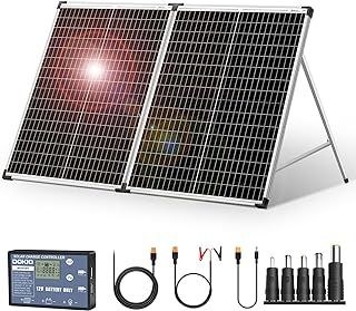 DOKIO Foldable Portable Solar Panel 100 Watt 12 Volt Monocrystalline Solar Suitcase with Waterproof Charge Controller