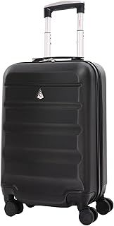 Aerolite Lightweight 55cm Hard Shell Cabin Suitcase 4 Wheel Carry On Hand Luggage Bag - Approved for easyJet, British Airways, Ryanair - Black