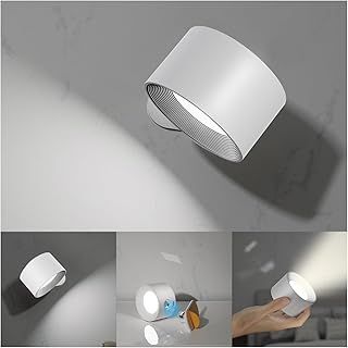 Feallive LED Wall Lights with USB Charging Port 1 Pcs Reading Light, Dimmable Touch Control 3 Brightness Levels Wall Spotlights 360 Free Rotation ​Bedside Sconce Lamp for Bedroom White