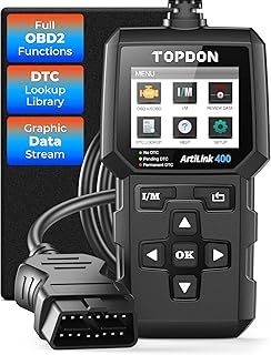 TOPDON OBD2 Code Reader AL400 OBD2 Scanner, Car Diagnostic Tool with 10 OBD Functions- Check Engine Light/Smog Emission Test/O2 Sensor Test/EVAP, Free Lifetime Update