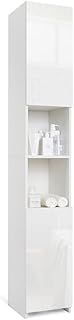 Mondeer Tall Bathroom Cabinet, Slim Storage Cabinet with 2 High Gloss Doors and 6 Shelves Adjustable Modern, 30 x30 x184 cm White