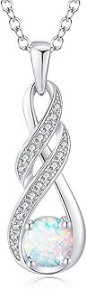 Necklaces for Women 925 Sterling Silver Infinity Pendant White Gold Birthstone Necklace Jewellery for Her, 16"+2"