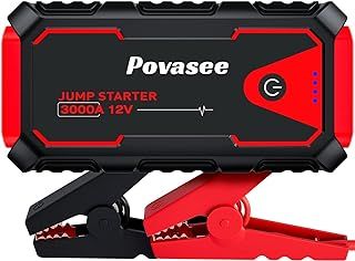 3000A Jump Starter Power Pack, Car Battery Booster Jump Starter for 12V Vehicle (Up to 10L Gas/8L Diesel), Car Starter Power Bank with LED, 2 USB Outputs, Jump Pack with Jump Leads