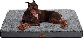 Bedsure Extra Large Dog Bed Washable - XXL Giant Dog Beds for Large Dogs and Human, Big Orthopedic Pillow with Removable Plush Sherpa Cover, Grey, 137x111.5x10cm