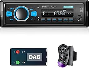Hodozzy Single Din Car Radio DAB 1 Din with Bluetooth, Car MP3 Player with FM RDS Radio, Single Din Car Stereo DAB+ Steering Wheel Control/BT Hands Free/EQ/USB/Charging/TF/AUX in/Power Failure Memory
