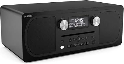 Pure Evoke C-D6 All-in-One Music System with DAB/DAB+/FM Digital Radio – Bluetooth Music Streaming, Dual Alarms and CD Player – Siena Black