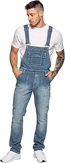 Enzo Jeans Mens Denim Blue Dungarees Stonewash Dungaree Overalls Waist 30" - 50"