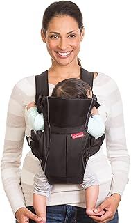 Infantino Swift Classic Carrier with Pocket - 2 Ways to Carry Black Carrier with Wonder Bib & Essentials Storage Front Pocket, Adjustable Back Strap, Inward & Outward Facing, Easy to Clean Material