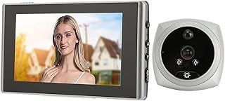 1080P Ring Peephole Camera, 4.5 Inch Screen Smart Digital Doorbell, Color Night Vision Human Body Detection Door Viewer, Peep Hole Camera for Front Door Wireless (Silver)