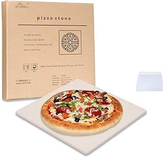 Waykea 30.5x30.5x1.5cm Pizza Stone for Toaster Oven | Square Cordierite Grilling Stone Bread Biscuit Baking Tool for Grill, Oven (12”x12”x0.6”)