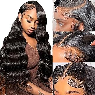 13x4 HD Lace Front Wigs Human Hair Wigs for Women 200% Density Body Wave Pre Plucked with Baby Hair Frontal Natural Glueless Brazilian Virgin Real Human Hair Wigs for Black Women 16 Inch