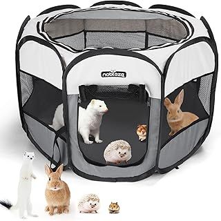 Pop up Puppy Playpen, Foldable Pet Dog Playpen Portable Cat Play Pen, Outdoor Indoor Pet Fence Breathable Pet Carrier Kennel Soft Dog Cage Tent for Rabbit Hamster Guinea Pig, Brown,28"x28"x18"