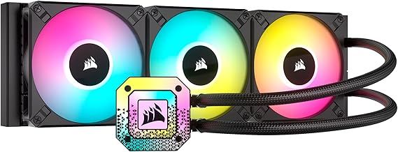Corsair iCUE H150i ELITE CAPELLIX XT Liquid CPU Cooler - Three AF120 RGB ELITE Fans - 360mm Radiator - Intel® LGA 1700, 1200, 115X, 2066, AMD® AM5, AM4 - Included iCUE COMMANDER CORE - Black