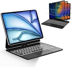 FOGARI Magic iPad Air 13 inch Keyboard Case (M3 2025/M2 2024), iPad Pro 12.9 6th/5th/4th/3rd Gen Case Trackpad Keyboard, 360 Rotatable | 7 Colors Backlit UK Layout | Auto Sleep Cover - Black