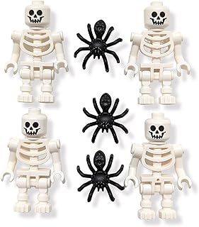 LEGO Accessories - Spooky Halloween Skeleton Minifigures (Pack of 4) with Extra Spiders