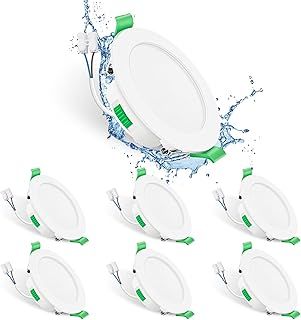ALUSSO LIGHTING LED Downlights Ceiling 7W Ultra Slim Dimmable Recessed Ceiling Lights IP44 Spotlights for Bathroom, 3000K Warm White 4000K Neutral White 6500K Cool White Adjustable, Round White 6 Pack