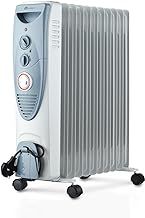 PureMate Oil Filled Radiator, 2500W/2.5KW - 11 Fin - Portable Electric Heater, 3 Power Settings, Adjustable Temperature and Thermostat, Thermal Safety Cut off & 24 Hour Timer