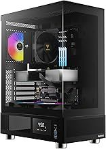 GAMDIAS ATLAS E1 ATX Mid Tower PC Case, Real-time Monitor, Pre-install 3 x 120 mm ARGB Fans, Seamless Tempered Glass, High Airflow Side Vents, Black