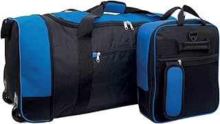 iN Holdall with Wheels - Wheeled Holdall - Bags with Wheels - Wheeled Travel Bag - Extra Large - Travel Bag - Weekender Bag - Duffle Bag (Black/Blue) 80L