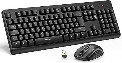 TECKNET Wireless Keyboard and Mouse Set, Ergonomic 2.4G Cordless Keyboard & Mouse Combo Silent, Full-Size, Spill-Resistant with Nano USB Receiver for PC, Laptop, Computer - QWERTY, UK Layout