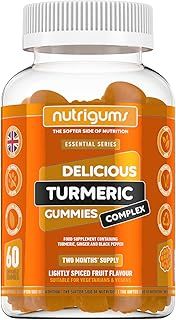 Turmeric, Ginger & Black Pepper Complex Gummy | Light Spiced Fruit Flavour | 60 Vegan Gummies | Joint Support, Digestive Health & Anti-Inflammation by NUTRIGUMS®