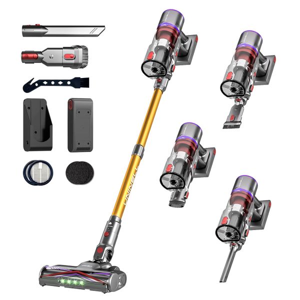 UNINELL HOME Cordless Vacuum Cleaner UV5, 50Kpa 580W 70Mins Vacuum Cleaner for Home with Wall Mount Charging, Anti Tangle Stick Vacuum Self-Standing for Pet Hair/Carpet