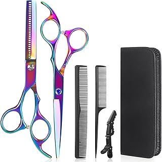 Hairdressing Scissors Hair Thinning Scissors Set and Hair Scissors, 6.0 inch + Presentation Case/Box + Black Comb + Thinning Hair Comb + Black Hair clip
