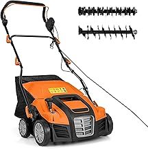 2000W 2-in-1 Electric Lawn Scarifier and Aerator, Garden Grass Dethatcher Rake with 40cm Working Width, 3-Position Height, 5-Position Depth Adjustment, Scarifier Weeder (Orange & Black)