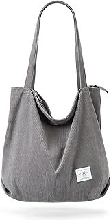 KALIDI Thicken Corduroy Totes Bag Extra Large Capacity Handbags Shoulder Bags with Zipper Cord Tote Bag for Women Ladies Girls Casual Shopping Bag for Work School College Daily Use