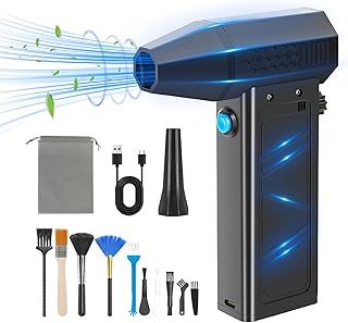 Compressed Air Cleaner for PC, 140000RPM Jet Dry Mini Blower with Stepless Speed Variation, Power Display, 4000mAh Battery, Electric Air Duster Blower for Keyboard/Car/Lego Cleaner