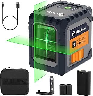 CIGMAN Green Laser Level, Self-Leveling Cross Line Laser, 30M Working Distance (Up to 50M with Detector), Rechargeable Battery Built-in, Button Control Laser