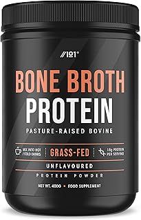 Bone Broth Beef Protein Powder - 400g - Unflavoured - 100% Grass-Fed & Pasture Raised Beef (20 Day Supply) by Alpha01