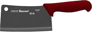 Starrett Chef's Cleaver Knife - BKR509-6 Wide Rectangular 6" (150mm) Professional Kitchen Knife Blade - Red Handle Ultra Sharp Vegetable & Meat Butcher Cleaver
