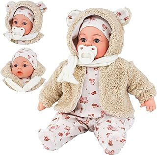 BiBi Doll 18" Baby Doll Bella Vidal (Bear) with Dummy Sounds - Baby Dolls for Girls Boys with Realistic Baby Doll Accessories - Suitable for Kids 18 Months and Up
