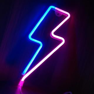 Neon light signs for wall decoration, LED neon lights in the shape of lightning, neon sign nightlights powered by battery or USB, neon wall sign lights, neon lights for bedroom, room decor