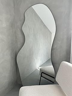 The Lacuna - Frameless Modern Full Length Pond Leaner/Wall Mirror 67" X 32" (170CM X 80CM) Silver Mirror Glass with Black wooden Backing - Polished Edging