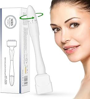 Derma Stamp, Adjustable Microneedling Stamp Pen with 140 Titanium Pins, Professional Dermastamp Microneedling Pen Derma Pen Derma Roller Hair Beard Growth for Men and Women MRS
