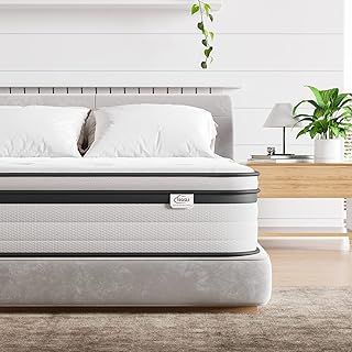 TeQsli Double Mattress 4FT6, 10.6 Inch Gel Memory Foam Pocket Sprung Orthopedic Mattress Edge Support & Motion Isolation Spring Hybrid Double Mattresses - Medium Firm Feel 135x190x27 cm