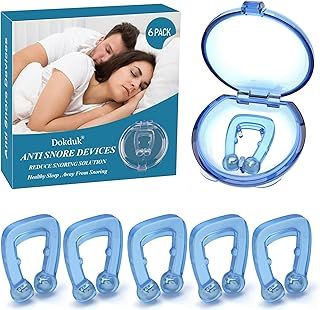6 Packs Anti Snore Devices, Magnetic Anti Snore Clip Reusable Anti Snoring Device, Professional Effective Snoring Solution (Blue)