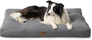 Bedsure Waterproof Dog Bed Large - Washable Dog Bed Mattress with Oxford Fabric, Pet Pillow Cushion for Crate, Grey Dog Mat Outdoor, 91x68x10cm, Grey
