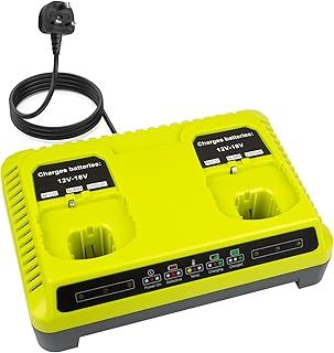 ASUNCELL P117 Battery Charger for Ryobi Dual Replacement 18v Li-ion & Ni-cad Ni-Mh 12V-18V Charger for Ryobi One+ Cordless Power Tool Battery P100 P101 P106 P104 P105 140153004 140237023 (UK Plug)