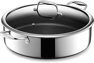 HexClad Hybrid Nonstick 5-Litre Dutch Oven with Stainless Steel Lid, Stay-Cool Handles, Dishwasher-Friendly, Oven-Safe Up to 480°C, Induction Ready, Compatible with All Cooktops