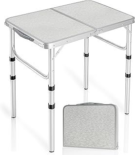 REDCAMP 2ft Folding Camping Table with 3 Adjustable Heights, Portable Foldable Picnic Tables for Outdoor Indoor Kitchen Garden, 3 Heights (26/50/66)