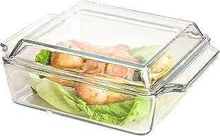 1L Glass Casserole Dishes with Lids - Oven Proof, Microwaveable, Mini Square Individual Dishes