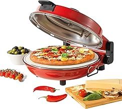 Giles & Posner 12'' Electric Pizza Oven with Stone Base – 5 Heat Settings, Cook Fresh & Frozen Pizza’s In 5 Minutes, Includes Pizza Stone, Cutter & 2 Pizza Paddles, Countertop Pizza Maker, 1200W